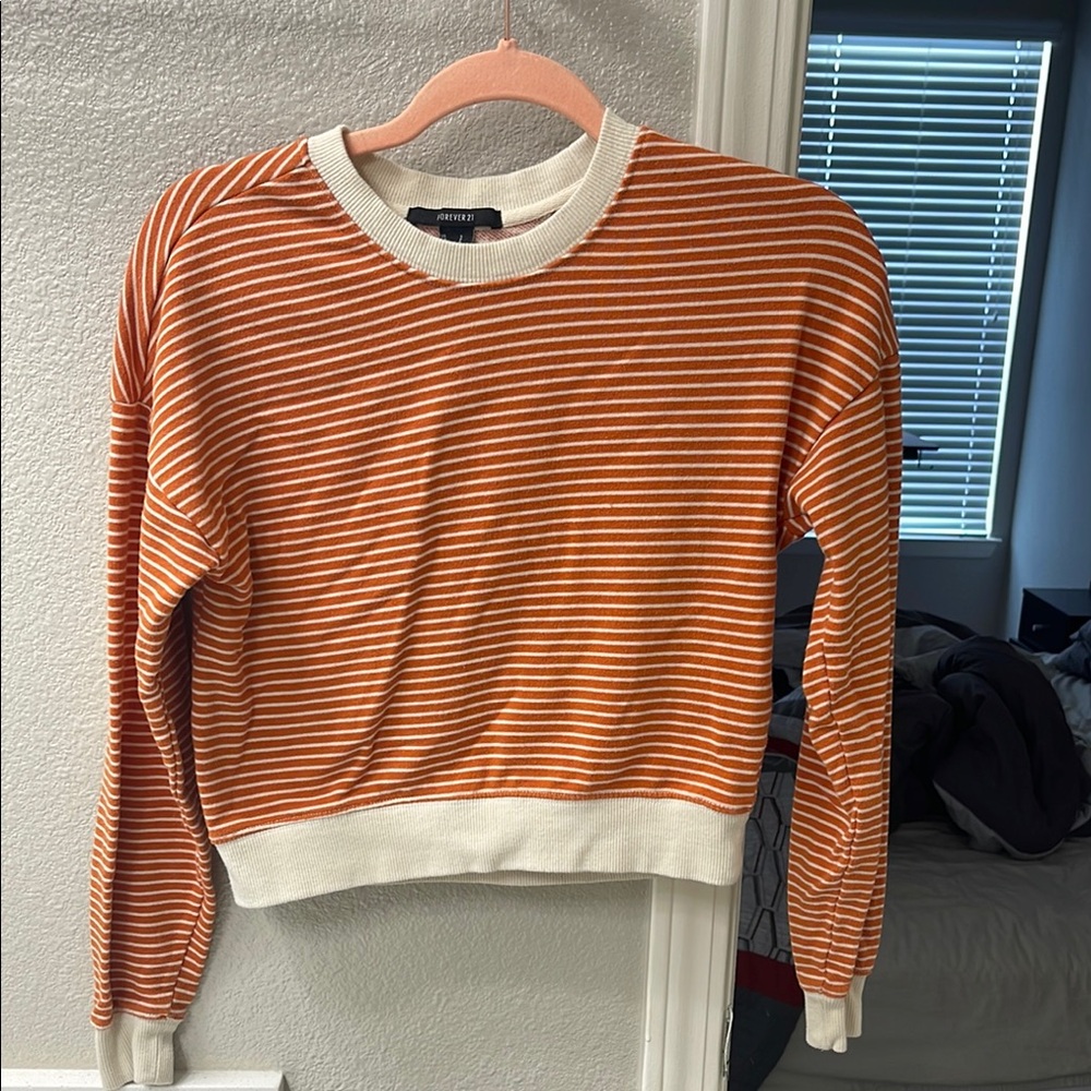 Orange and White Striped Sweater